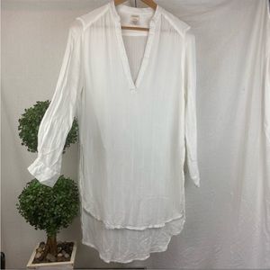 L Space White Swim Beach Pool Cover Up Long Sleeve Tunic Dress M